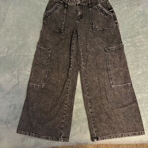 Jrs 15 Wide Leg Black Cargo Women's Jeans